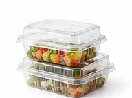 Clear PET food containers filled with salad