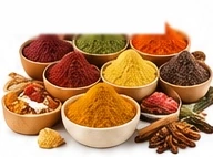 Bowls of assorted ground spice blends